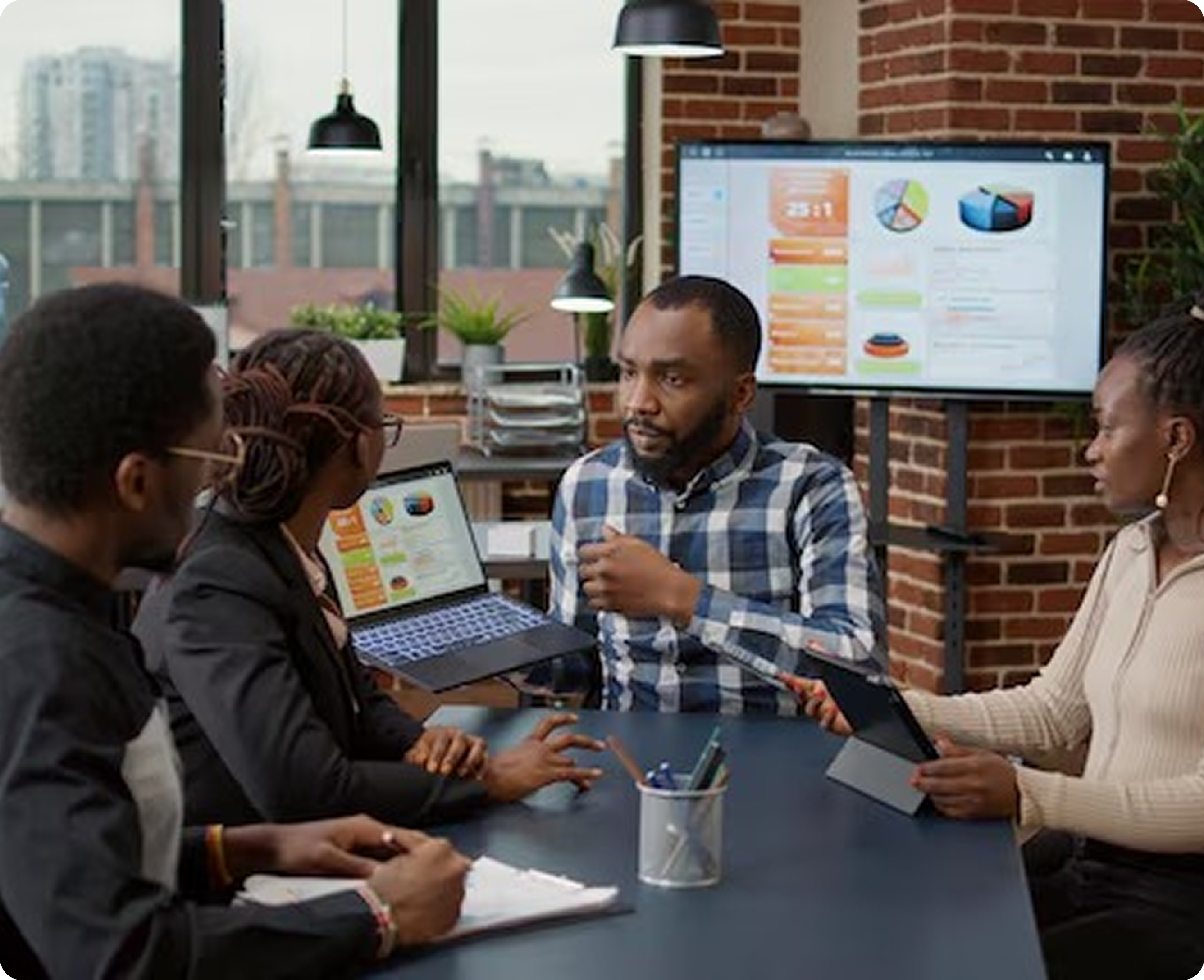 People working together around a table